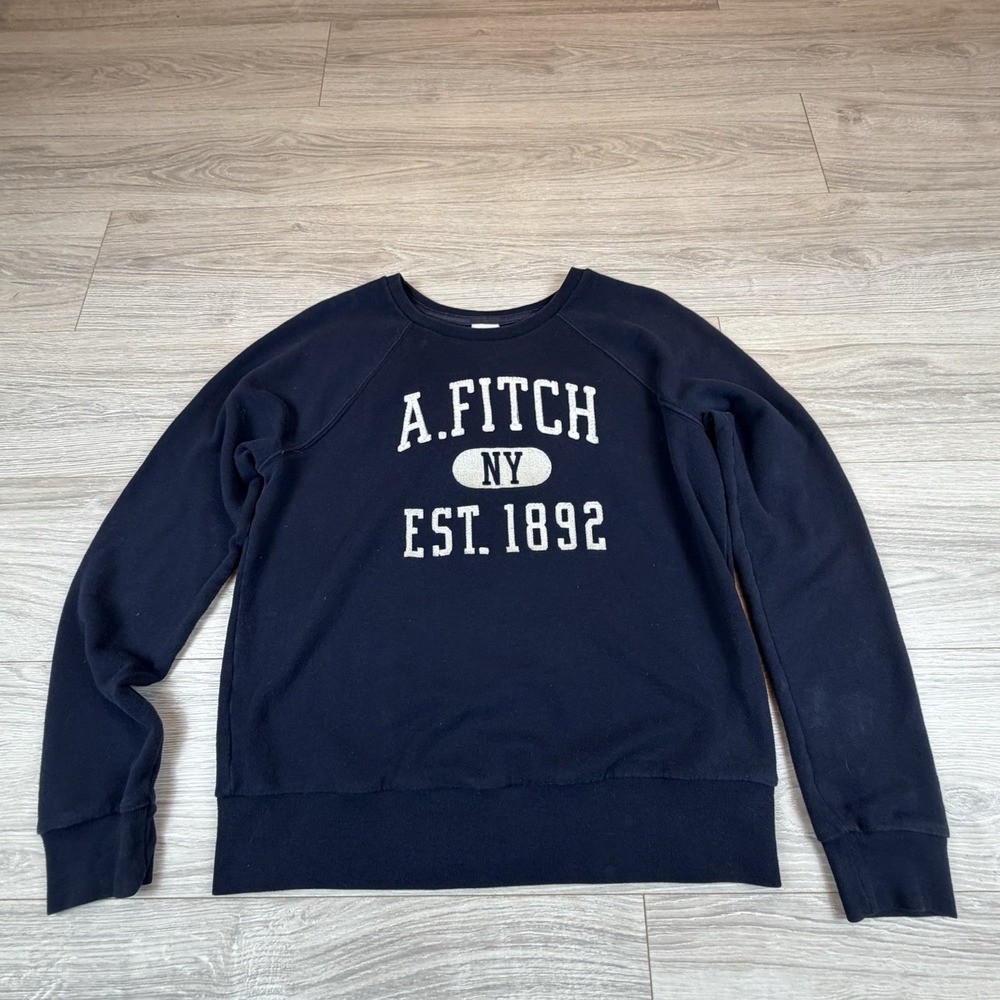 Abercrombie & Fitch Navy Blue EST 1892 NY Graphic Sweatshirt Womens Size L